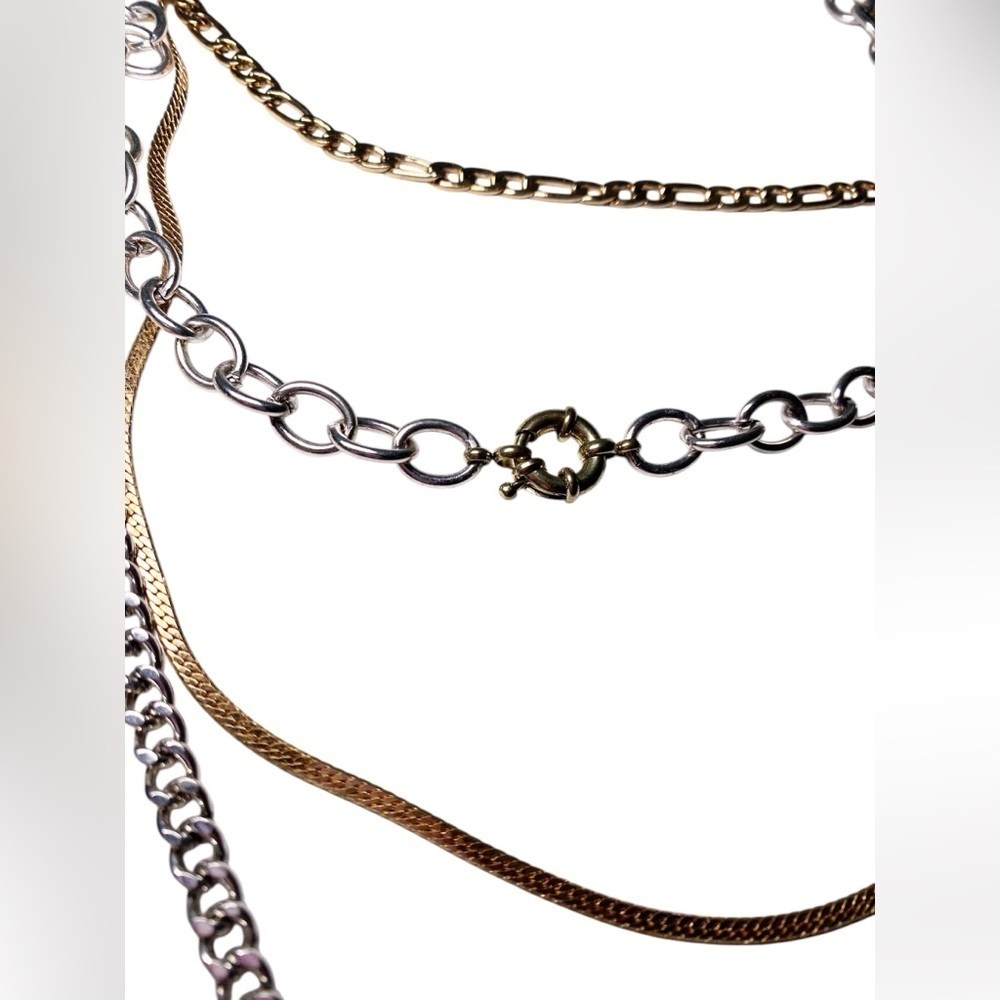 Plunder Layered Silver and Gold Chain Necklace - Picture 3 of 6